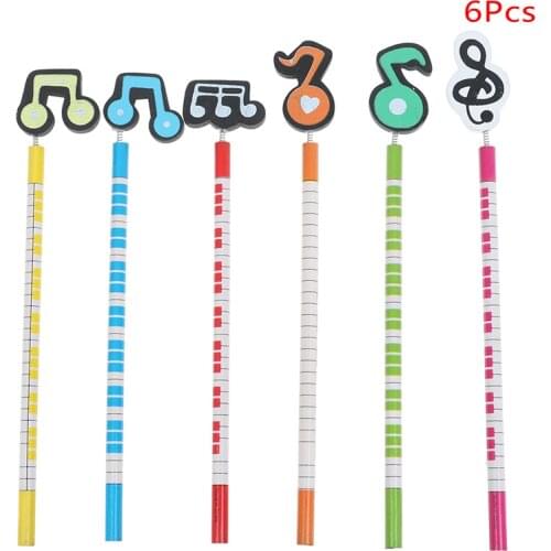 6Pcs/lot creative pencil musical writing wooden pencil stationery for student