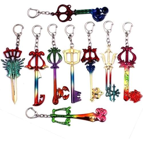 9 Colors Game Kingdom Hearts Sora Key Keyblade Weapon Gold Metal Handmade Pendant Keychain Keyring Collection Gifts