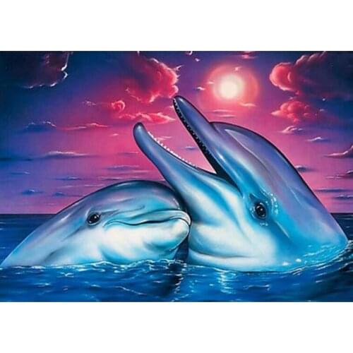 DIY 5D Diamond Painting Marine Animals Dolphin Diamond Mosaic Cross Stitch Diamond Embroidery Full Rhinestones Christmas L1028