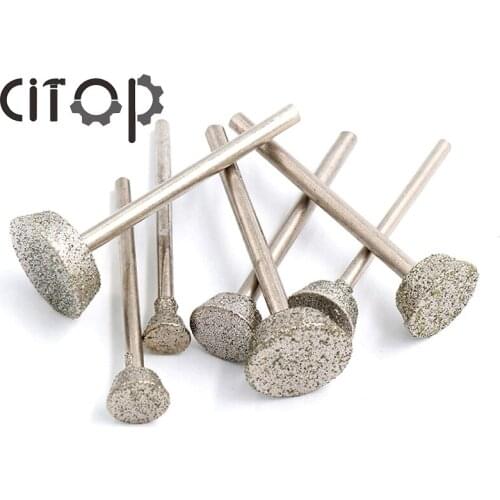 Citop 10pcs/Set 3mm 2.35mm Shank Carborundum Extra-Wide Diamond Grinding Wheel Jade Needle Carving Rotary File Polishing Tool