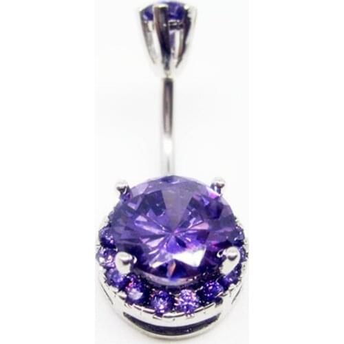 Big Zircon Love Double Round Belly Button Ring Women Body Jewelry 14G Silver Color Zircon Flower CZ Navel Piercing Belly Nombril