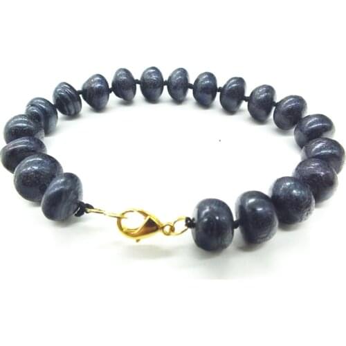 10MM black natural pearl bracelet, give friends the best gift 8"