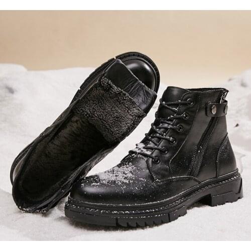 Brand Winter Mens Boots Thick Plush Warm Men Snow Boots Waterproof Male Ankle Boots Outdoor Non-slip Hiking Boots Work Boots