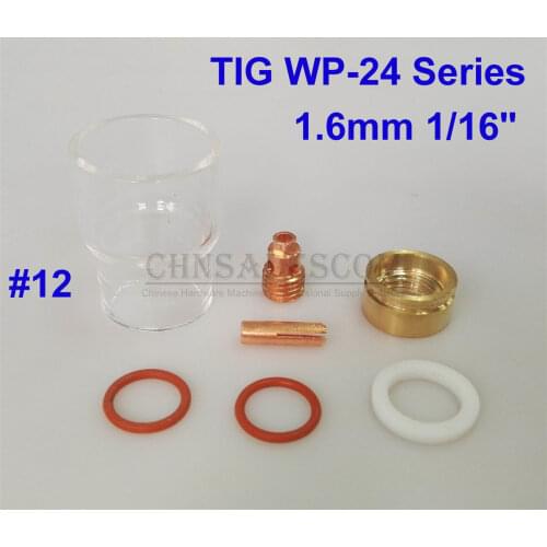 CHNsalescom 7 pcs TIG Welding 12# 30mm Pyrex Glass Cup Kit for WP-24 Series 1.6mm 1/16"