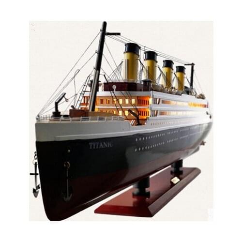 30-100CM Wooden Titanic Cruise Ship Model with LED Lights Decoration Wood Sailing Boat Craft Creative Home Living Room Decor
