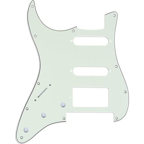 Musiclily Pro Left Handed 11-Hole Strat HSS Guitar Pickguard for American/Mexican Strat Floyd Rose Bridge Cut, 3Ply Mint Green