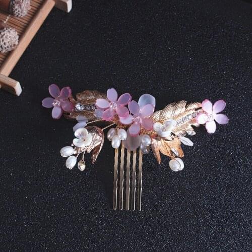 White Leaf Flower Blossom Bridal Hair Comb Leaf Hairpin Women Hair Clips Head Band Flower Bridal Wedding Hair Accessories