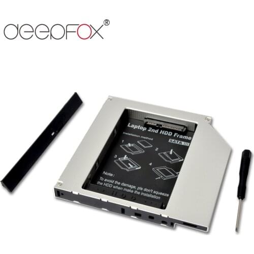 DeepFox 12.7mm 2nd HDD Caddy SATA to SATA 2.5 Enclosure For Laptop DVD-ROM Optibay Adapter SSD Hard Drive Disk Aluminium Case