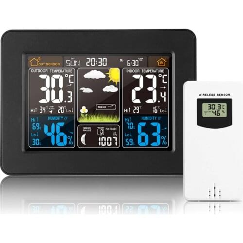 Weather Station Air Pressure Forecast Alarm Clocks Indoor Outdoor Temperature And Humidity Wireless Multifunction Table Watch