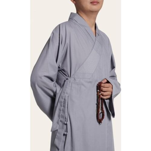 Men Buddhist Shaolin Monk Robes Long Gown High Quality Cotton Chinese Shaolin Monk Clothing