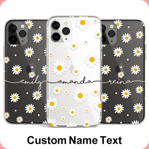 Custom Little Daisy Name Phone Case For iphone SE 2020 6 6S 7 8 Plus X XS XR Max 11 Pro 12 Mini MAX New Soft silicone phone Case