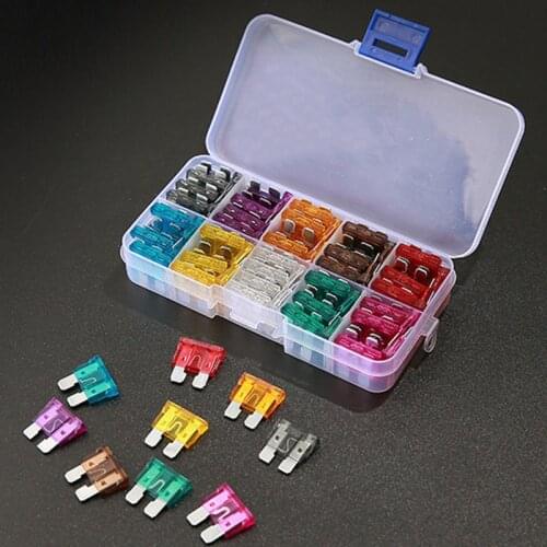 100/50Pcs Profile Medium Size Blade Type Car Fuse Assortment Set Auto Car Truck 2.5/3/5/7.5/10/15/20/25/30/35A Fuse with Box