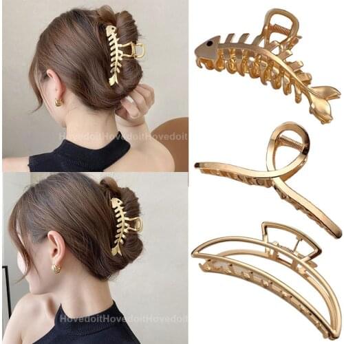 New Fish Shape Hair Claws Metal Hair Clip for Women Girls Hairpins Hair Crab Claws Girls Make UP Washing Tool Hair Accessories