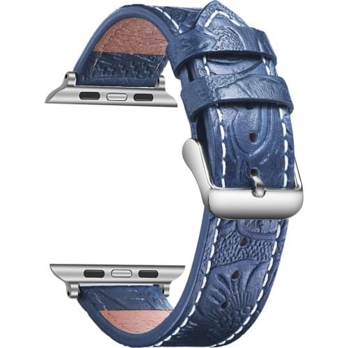 High Quality Hand-stitched Genuine Leather Apple Watch Strap Retro iWatch Band Series 4 5 3 2 Bracelet Belt 38mm 40mm 42mm 44mm