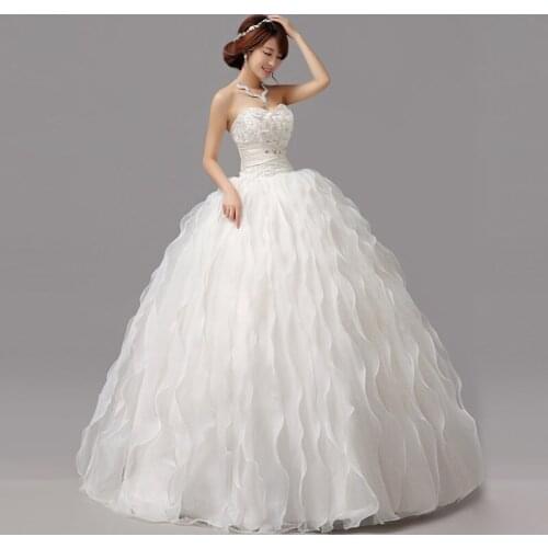 2019 Luxury Lace Tube Top Bandage Wedding Dress Princess Wave Wedding Gown