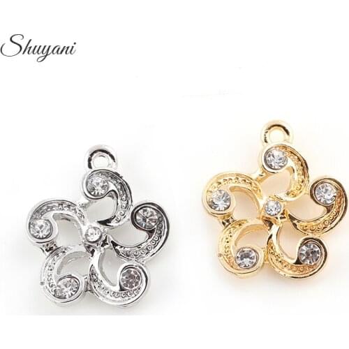 DIY Bracelet Crystal Flower Charm Dangle Lobster Clasp Flower Pendants for Necklace Making