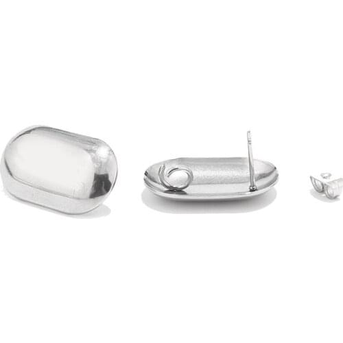 23mm*14mm Stainless Steel Ear Stud with Loop Hole and 4Pcs Earring Backs for Jewelry Making