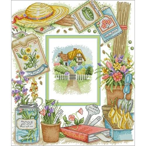 Near my courtyard patterns counted 11CT 14CT 18CT Cross Stitch Set DIY Chinese Cross-stitch Kits Embroidery Needlework Home Deco