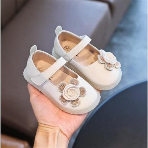 2021 hot Baby toddler shoes Girls soft sole non-slip Soft bottom Comfortable flat shoes Big flowers girls princess shoes