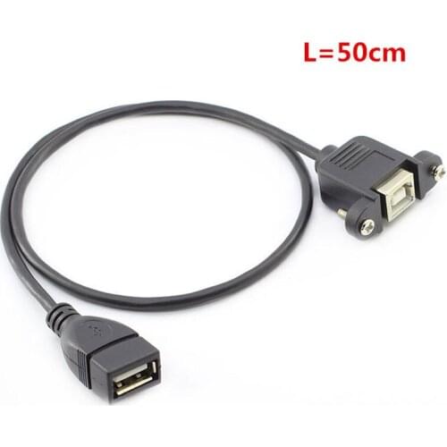 USB 2.0 A Female to USB 2.0 B Female Extension Cable with Panel Mount Hole USB Female to USB Type B Female Cable 0.5m