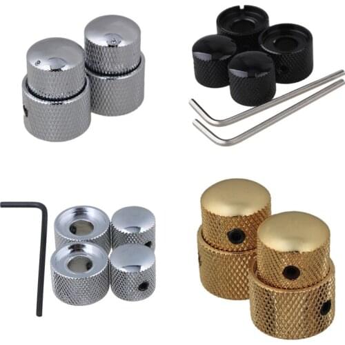 Generic 2 Sets Chrome Dual Screw Style Guitar Control Knob for Dual Pot