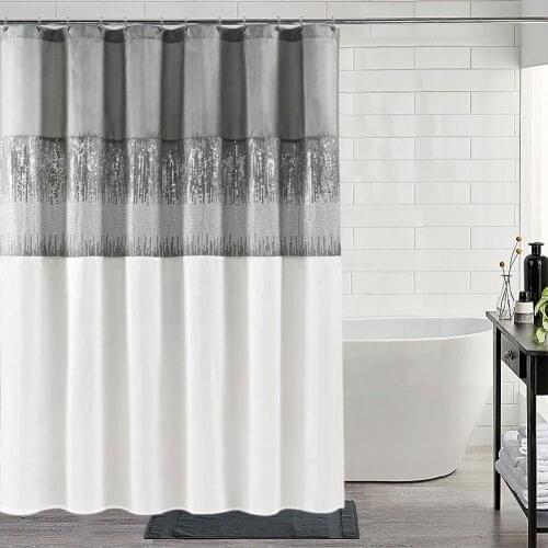 180*180cm Shower Curtain Polyester Sequin Stitching Waterproof Bathroom Curtain