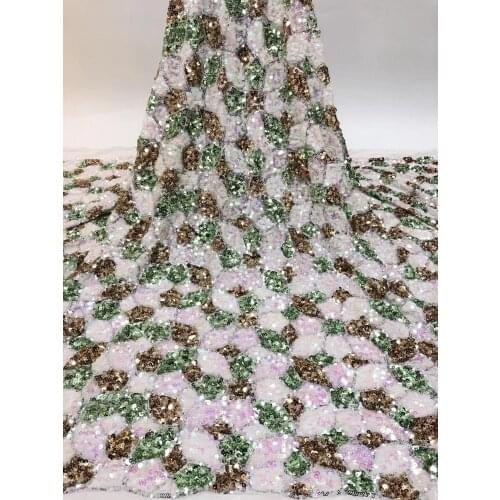High Quality African Sequins Lace Fabric French Net Embroidery Tulle Lace Fabric For Nigerian Wedding Party Dress zp1142-5