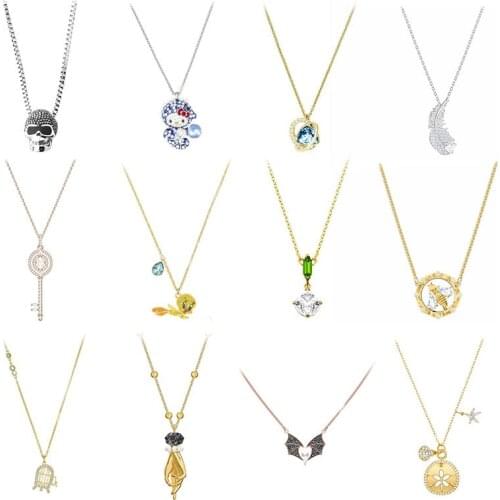 High quality Swa original crystal skull feather bird cage key series necklace is suitable for women to party