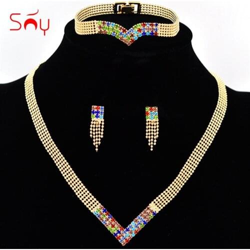 Sunny Jewelry Bohemia Collar Jewelry Set For Women Necklace Earrings Bracelet Set For Party Gift Dubai Fashion Jewelry Findings