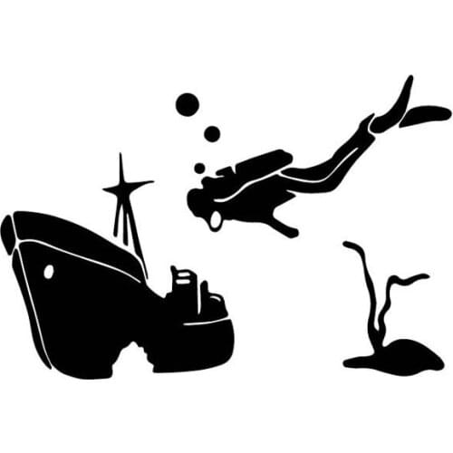 16*10.8CM Funny Wreck Dive Stickers Personalized Art Pattern Vinyl Car Stickers Black/Silver C7-0022