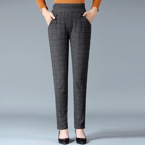 Women 2021 Autumn New Middle-aged Loose Trousers Female High Waist Casual Pants Ladies Mother Plus Velvet Straight Pants E483