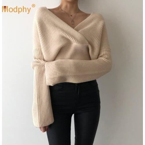 Casual Sweater Women Sexy V Neck Long Sleeve Knitting Pullovers Loose Sweaters Female 2020 Autumn Fashion Clothing