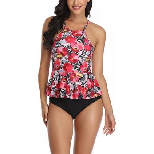 Womens Sexy Bikini 2-Piece Split Body Slim Conservative Swimsuit