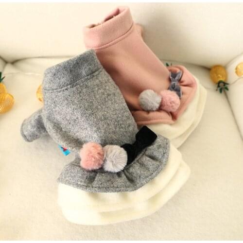 Winter Warm Dog Bow Dress for Small Dogs Puppy Cat Skirt Clothes Yorkshire Tutu Clothing Dogs Pets Dresses vestido para cachorro