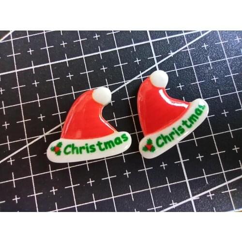 1pcs/lot resin flat back Printing Christmas hat 22mm Cabochons Scrapbooking Hair Bow Center DIY Christmas decration