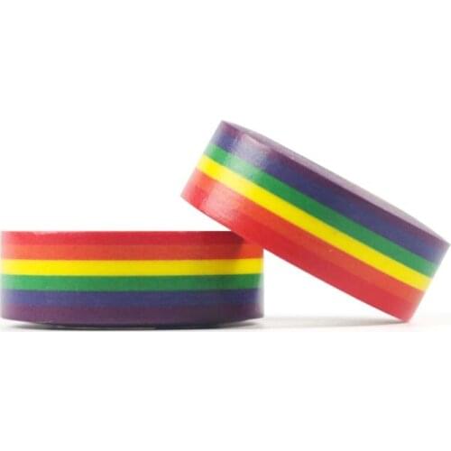 1PC Rainbow Washi Tape School Supplies Stationery Tape Office Stationery 15mm