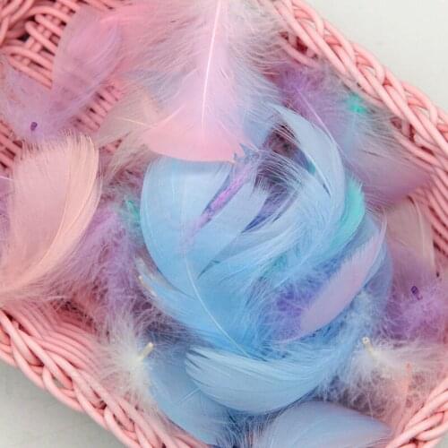 100Pcs Natural Swan Feather Plumes 4-8cm Mix White Dyed Color Geese Feather Wedding Party Clothing Decoration DIY Craft Feathers