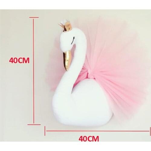 3D Crown Swan Wall Decoration Wall-Hanging Stuffed Animals Head Wall Hangin Girl Pink Goose Swan Dolls Kids Toys