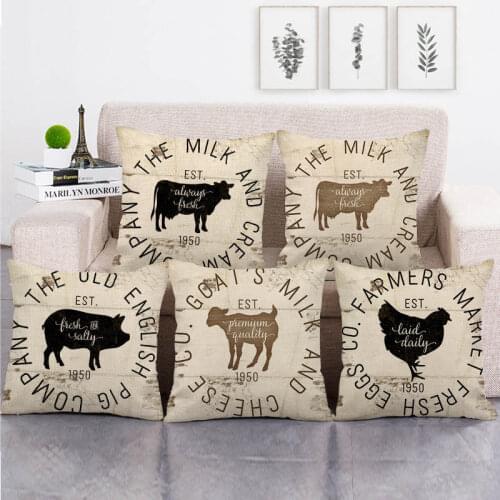 45cm*45cm farm cow and cock design linen/cotton throw pillow covers couch cushion cover home decor pillow