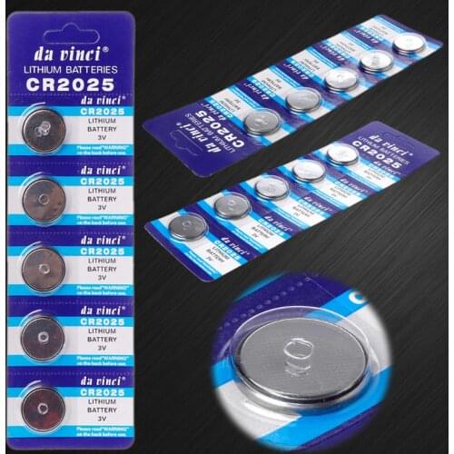 5PCS Lithium Battery CR2025 3V Cell Coin Batteries DL2025 BR2025 KCR2025 CR 2025 Car Key Button Watch Computer Electronic Toy