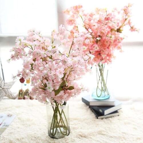 95.8CM Cherry Blossoms Artificial Flowers Gypsophila Fake Flowers DIY Wedding Decoration Home Bouquet Faux Flowers Branch