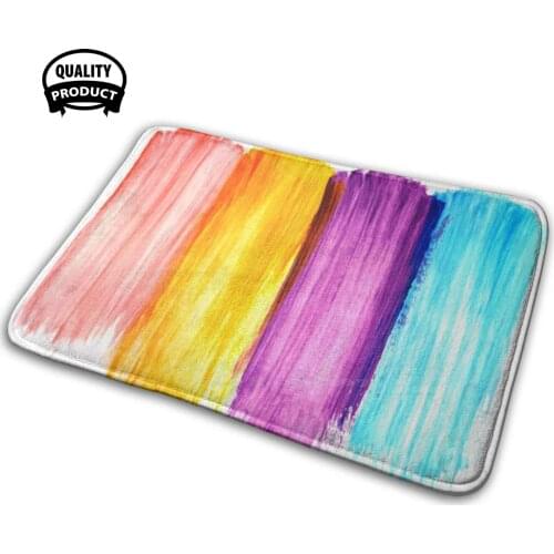 Abstract Paint Watercolor Soft House Family Anti-Slip Mat Rug Carpet Watercolor Splash Splatter Splattered Stain Blot Red