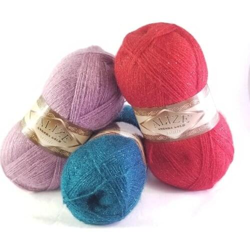 Alize Angora Gold Simli Yarn 100gr-500mt %5 Metalic Poly Lurex - %20 Wool - %75 Acrylic DIY Knitting Crochet Wrap-Beanie-Sweater
