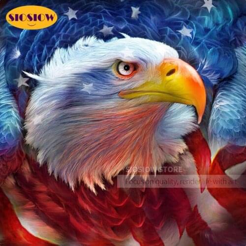 Diamond Mosaic Embroidery Cross Stitch Kit Eagle 5D Diamond Painting Full Drill Square America Flag Art Beads Picture Kits Gifts