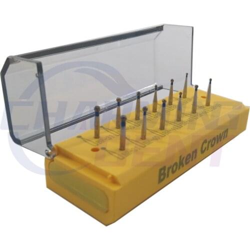 Dental High Speed Burs Diamond Drill Bit Kit for Broken Crown/Dental Oral Materials Polishing Drill for Lab Clinic Round BR Burs