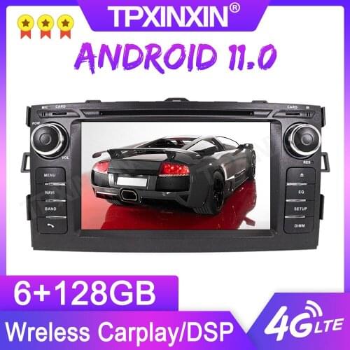 Android 11.0 6+128G For Toyota Auris 2006-2012 GPS Car Multimedia Player Headunit Audio Radio Navigtion Tape Recorder