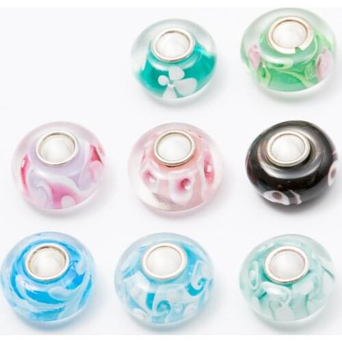 Free delivery single flower glass beads Murano charm beads original European fashion jewelry DIY girl bracelet and bracelet