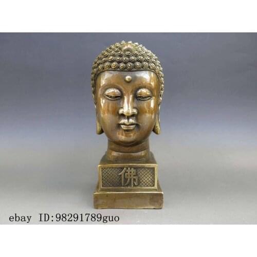 Buddhism Brass Copper Temple Amitabha Buddha head fine seal Statue brass Decoration 100% real Tibetan Silver Brass
