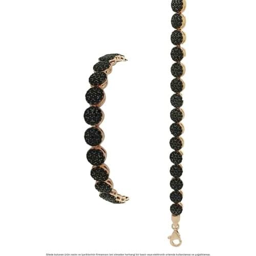 Black Color Zircon Stone Watercourse Lady Slim Bangle 925 Sterling