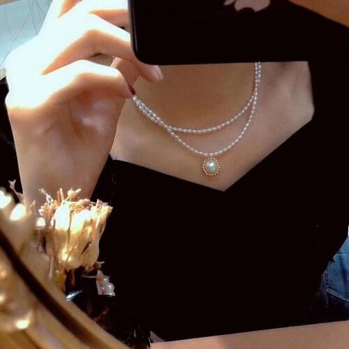 Pure natural freshwater pearl necklace 14K gold tandem jewelry necklace pearl necklace handmade necklace wholesale and retail